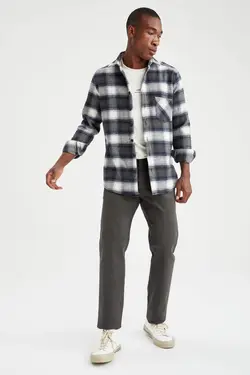 شلوار کتان مردانه خاکی دفاکتو