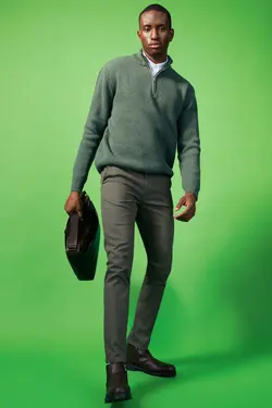 شلوار کتان مردانه خاکی دفاکتو