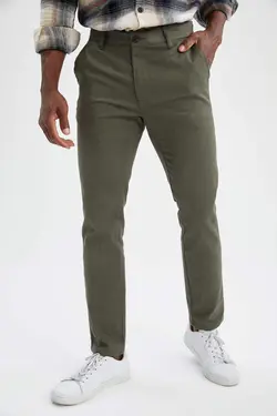 شلوار کتان مردانه خاکی دفاکتو