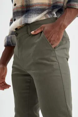 شلوار کتان مردانه خاکی دفاکتو