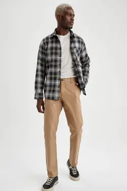 شلوار کتان مردانه بژ دفاکتو