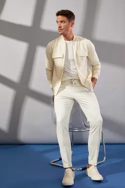 شلوار کتان مردانه بژ دفاکتو