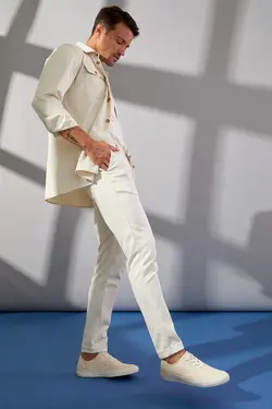 شلوار کتان مردانه بژ دفاکتو