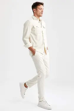 شلوار کتان مردانه بژ دفاکتو