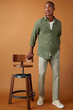 شلوار کتان مردانه سبز دفاکتو