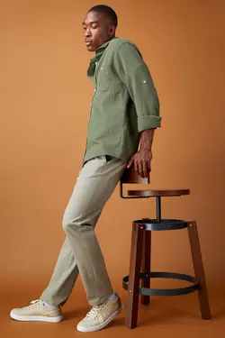 شلوار کتان مردانه سبز دفاکتو