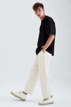 شلوار کتان مردانه سفید تیره دفاکتو