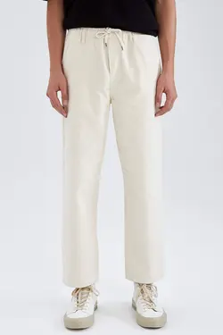 شلوار کتان مردانه سفید تیره دفاکتو