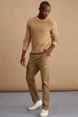 شلوار کتان مردانه بژ دفاکتو
