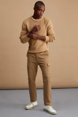 شلوار کتان مردانه بژ دفاکتو