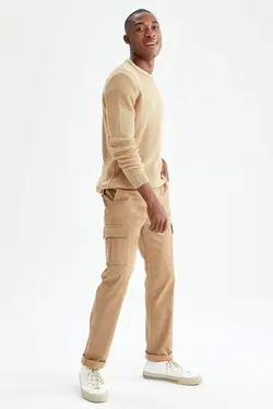 شلوار کتان مردانه بژ دفاکتو