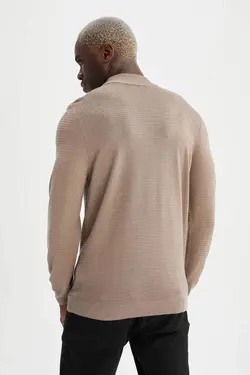 پلیور یقه اسکی مردانه بژ دفاکتو