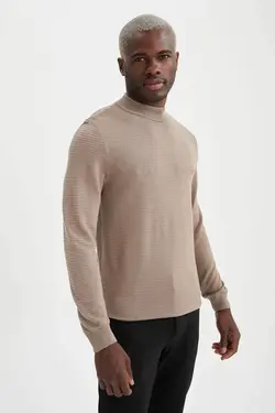 پلیور یقه اسکی مردانه بژ دفاکتو