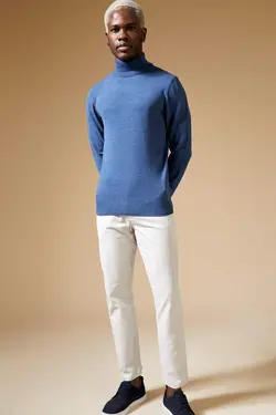 پلیور یقه اسکی مردانه نیلی دفاکتو