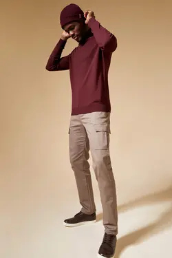 پلیور یقه اسکی مردانه زرشکی دفاکتو