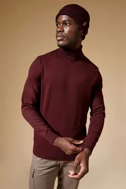 پلیور یقه اسکی مردانه زرشکی دفاکتو