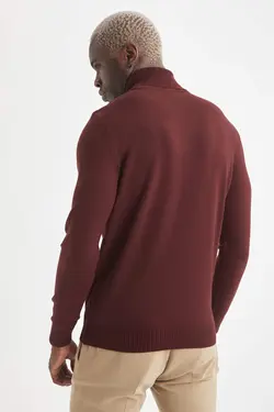 پلیور یقه اسکی مردانه زرشکی دفاکتو