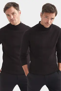 پلیور یقه اسکی مردانه سیاه دفاکتو