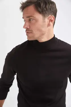 پلیور یقه اسکی مردانه سیاه دفاکتو