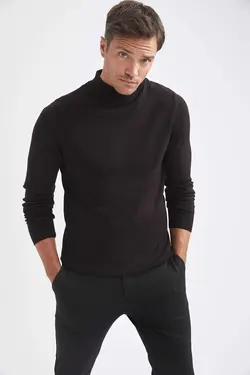 پلیور یقه اسکی مردانه سیاه دفاکتو