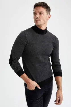 پلیور یقه اسکی مردانه سیاه دفاکتو