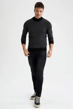 پلیور یقه اسکی مردانه سیاه دفاکتو