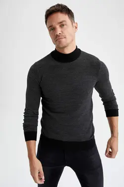 پلیور یقه اسکی مردانه سیاه دفاکتو