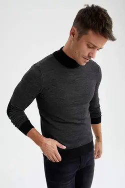 پلیور یقه اسکی مردانه سیاه دفاکتو