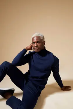 پلیور یقه اسکی مردانه سرمه ای دفاکتو