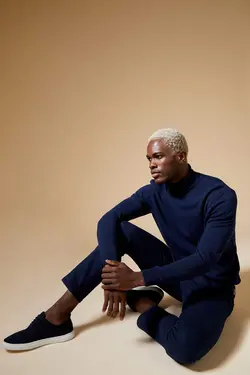 پلیور یقه اسکی مردانه سرمه ای دفاکتو