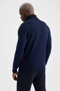 پلیور یقه اسکی مردانه سرمه ای دفاکتو