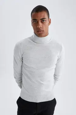 پلیور یقه اسکی مردانه خاکستری دفاکتو