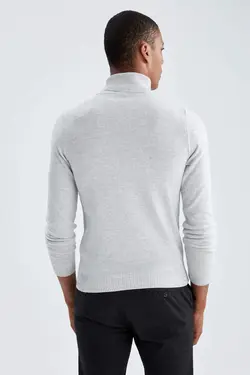 پلیور یقه اسکی مردانه خاکستری دفاکتو