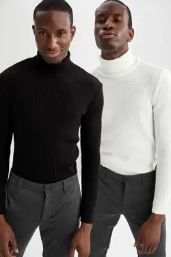 پلیور یقه اسکی مردانه سفید دفاکتو