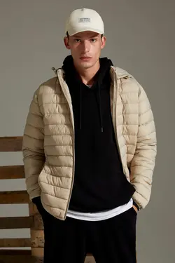 کاپشن پافر مردانه بژ دفاکتو