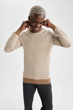 پلیور یقه اسکی مردانه بژ دفاکتو