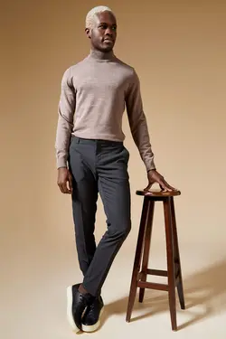 پلیور یقه اسکی مردانه بژ دفاکتو