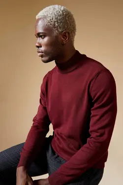 پلیور یقه اسکی مردانه زرشکی دفاکتو