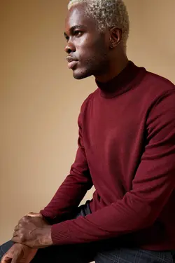 پلیور یقه اسکی مردانه زرشکی دفاکتو