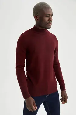 پلیور یقه اسکی مردانه زرشکی دفاکتو