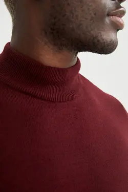 پلیور یقه اسکی مردانه زرشکی دفاکتو