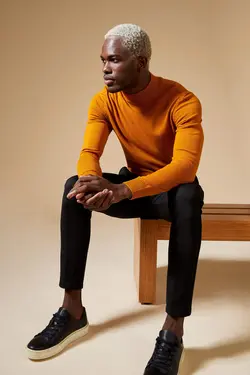 پلیور یقه اسکی مردانه  زرد دفاکتو