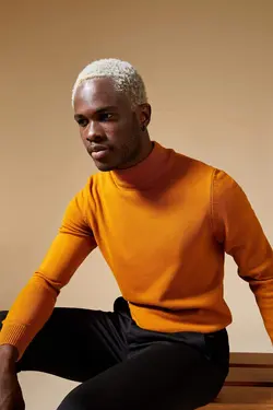 پلیور یقه اسکی مردانه  زرد دفاکتو