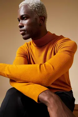 پلیور یقه اسکی مردانه  زرد دفاکتو