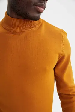 پلیور یقه اسکی مردانه  زرد دفاکتو
