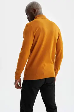 پلیور یقه اسکی مردانه  زرد دفاکتو