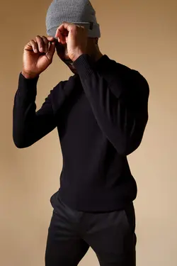 پلیور یقه اسکی مردانه سیاه دفاکتو