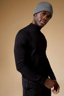 پلیور یقه اسکی مردانه سیاه دفاکتو