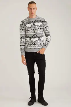 پلیور مردانه خاکستری دفاکتو