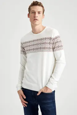 پلیور مردانه سفید تیره دفاکتو